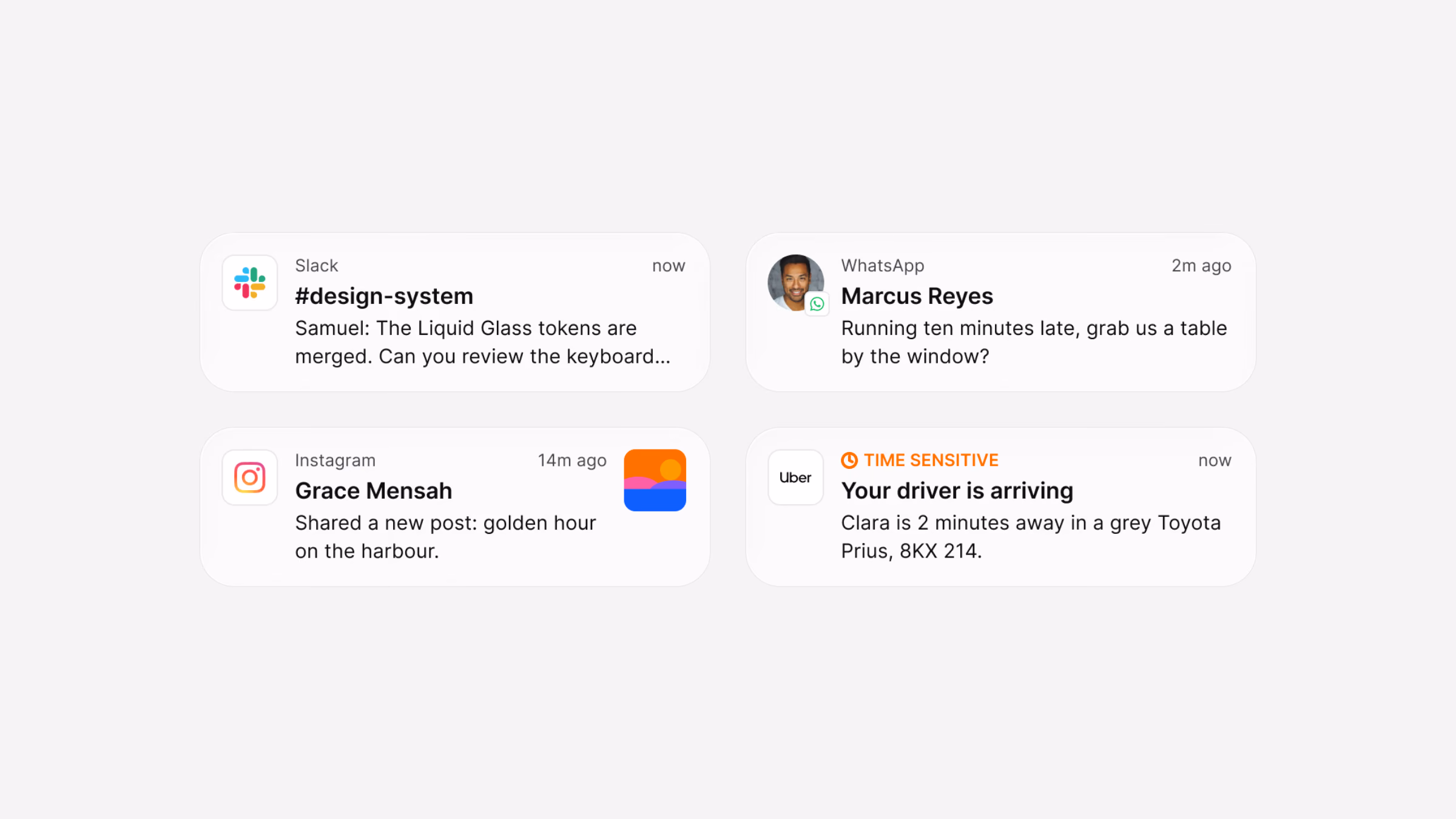 Quatro notificações do iOS redesenhadas no Luna